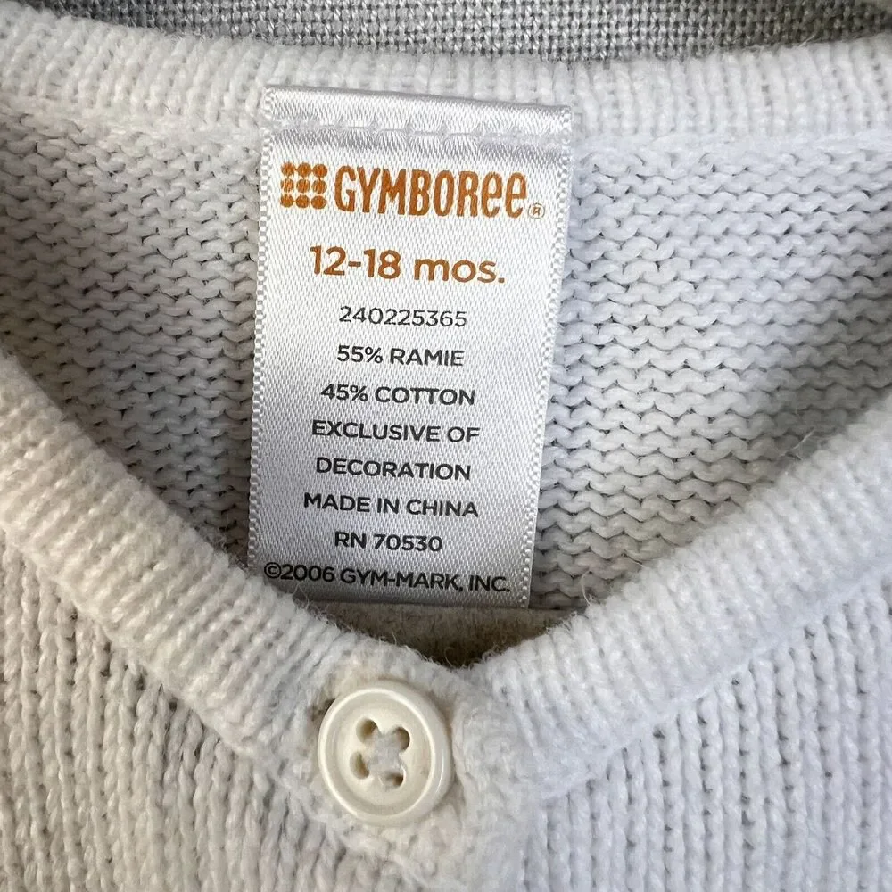 Gymboree Button Front Cardigan Sweater Infant 12 -18 Mos White Flowers Cotton